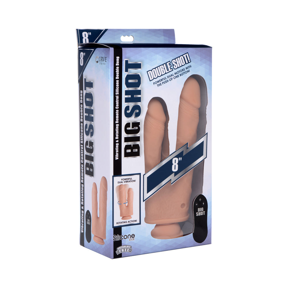 Big Shot Double Shot 8 in. Vibrating &amp; Rotating Double Dong with Remote