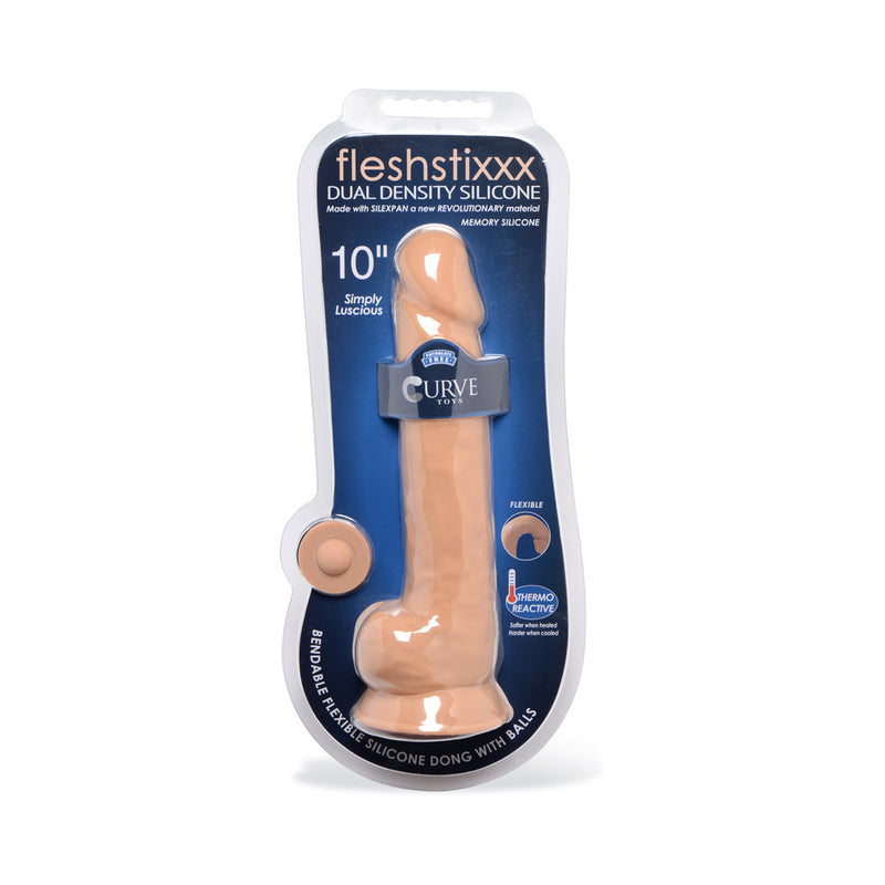 FLESHSTIXXX 10 in. Silicone Dildo with Balls Medium