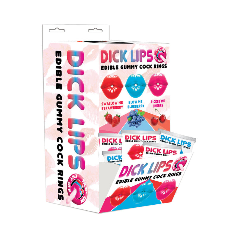 Dicklips Gummy Cock Rings (Singles) 3 Assorted Flavors 21pcs/Display