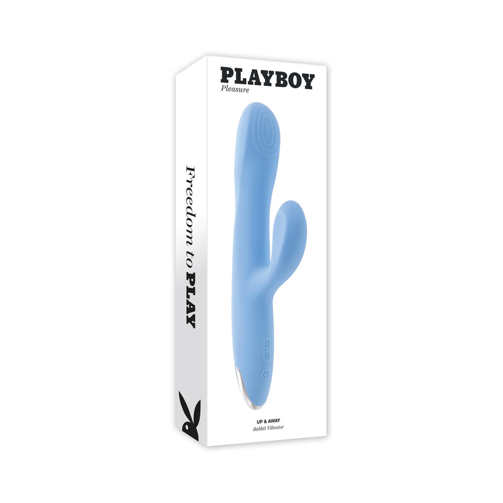 Playboy Up &amp; Away Rechargeable Silicone Rabbit Vibrator Blue