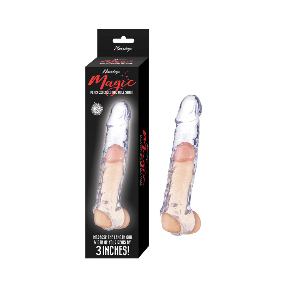 Magic Penis Extender &amp; Ball Strap 6.5 in. Clear