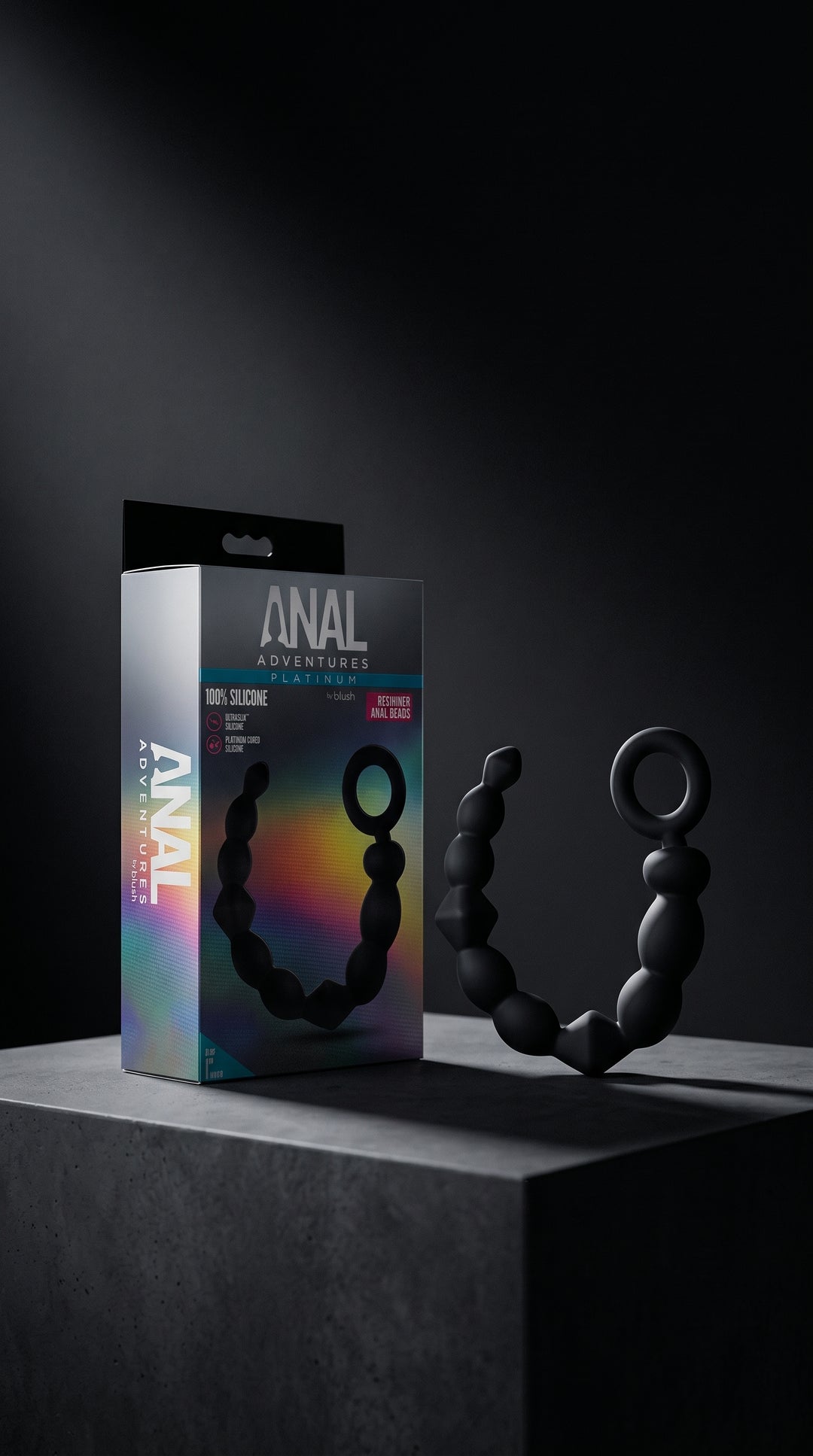 Anal Adventures Platinum Silicone Beginner Anal Beads Black