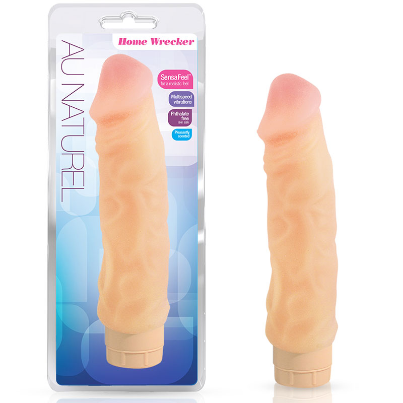 Blush Au Naturel Home Wrecker 9.5 in. Dual Density Vibrating Dildo Beige