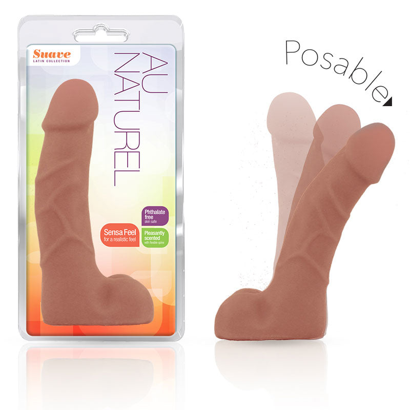 Blush Au Naturel Suave 7 in. Posable Dual Density Dildo with Balls Tan