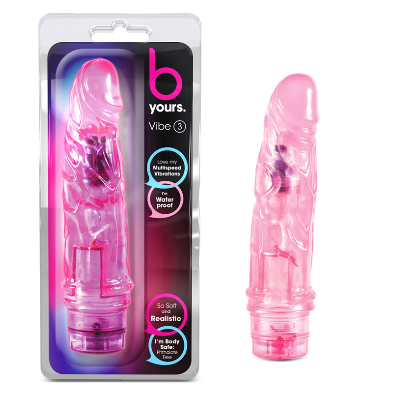 Blush B Yours Vibe 3 Realistic 7.75 in. Vibrating Dildo Pink