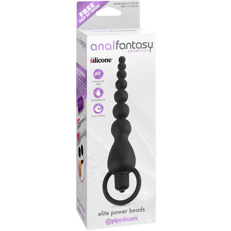 Pipedream Anal Fantasy Collection Vibrating Silicone Elite Power Beads Black