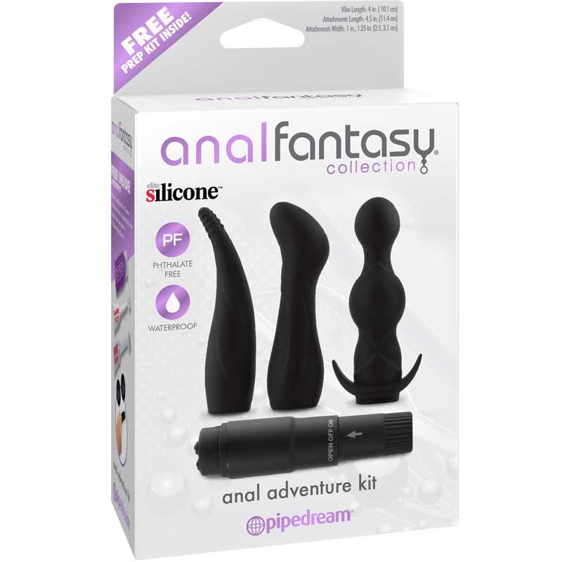 Pipedream Anal Fantasy Collection 4-Piece Silicone Anal Adventure Kit Black