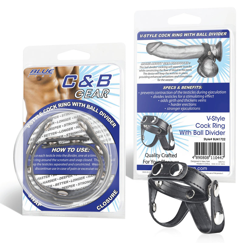 Blue Line C & B Gear V-style Cock Ring with Ball Divider