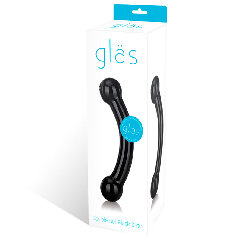 Glas 5.5 in. Double Bull Dual-Ended Glass Dildo Black