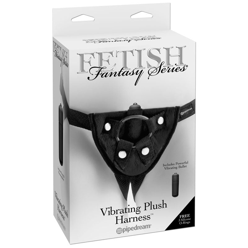 Pipedream Fetish Fantasy Series Adjustable Vibrating Plush Harness Black