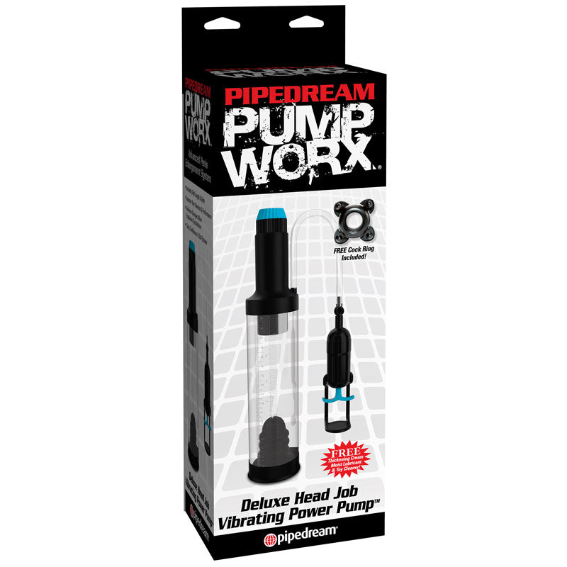 Pipedream Pump Worx Deluxe Head Job Vibrating Power Pump Clear/Black