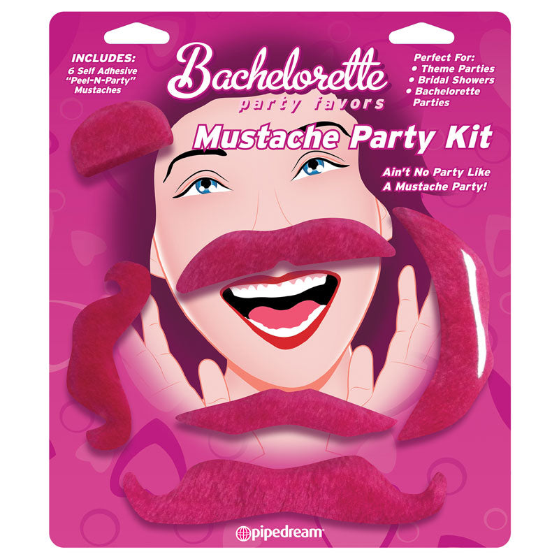 Pipedream Bachelorette Party Favors 6-Piece Mustache Party Kit Pink