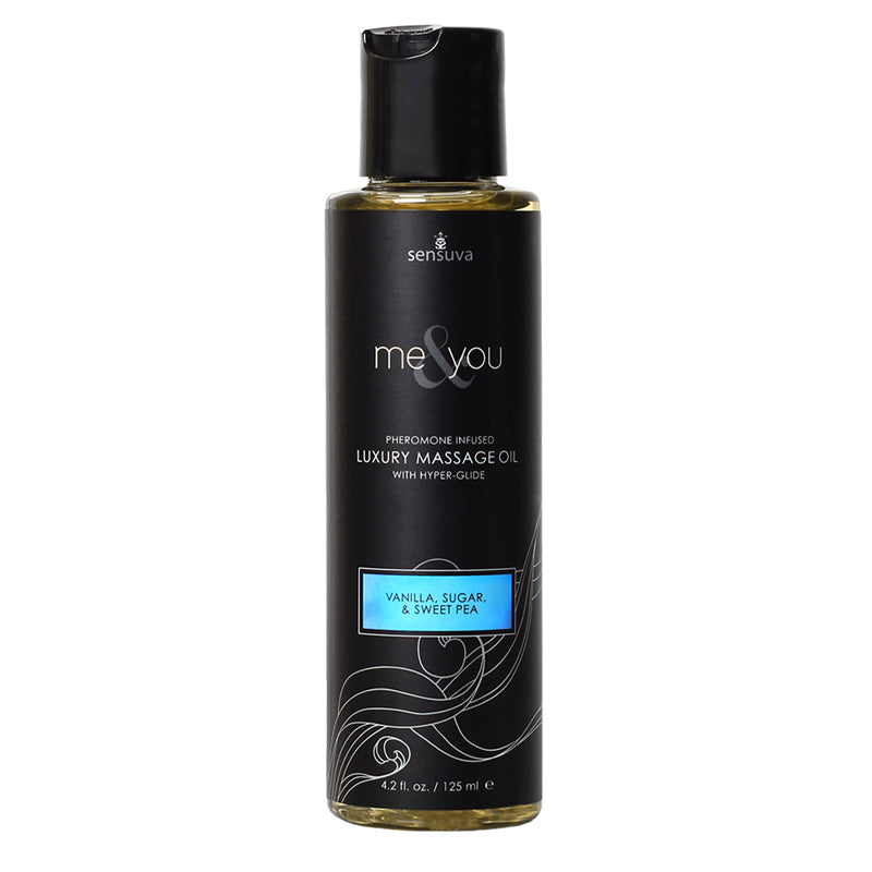 Me & You Massage Oil Vanilla, Sugar, Sweet Pea 4.2oz Aphrodisiac-Infused Luxury Massage Oil with Hyperglide