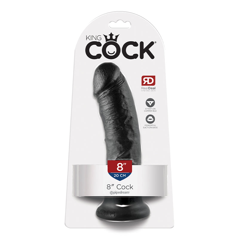 Pipedream King Cock 8 in. Cock Realistic Dildo With Suction Cup Black