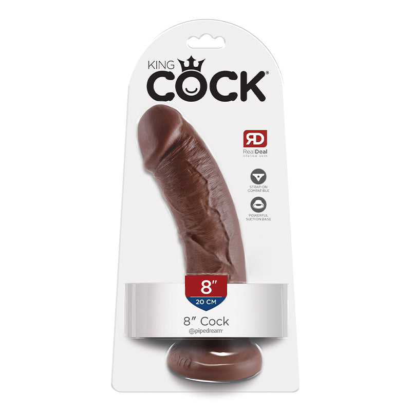 Pipedream King Cock 8 in. Cock Realistic Dildo With Suction Cup Brown