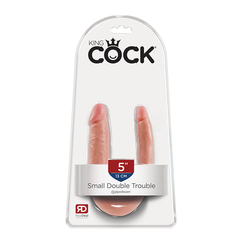 Pipedream King Cock Double Trouble Small 5 in. Realistic Dual-Ended Dildo Beige