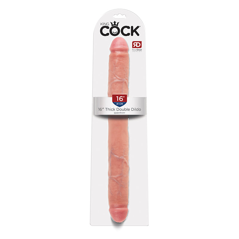 Pipedream King Cock 16 in. Thick Double Dildo Realistic Beige
