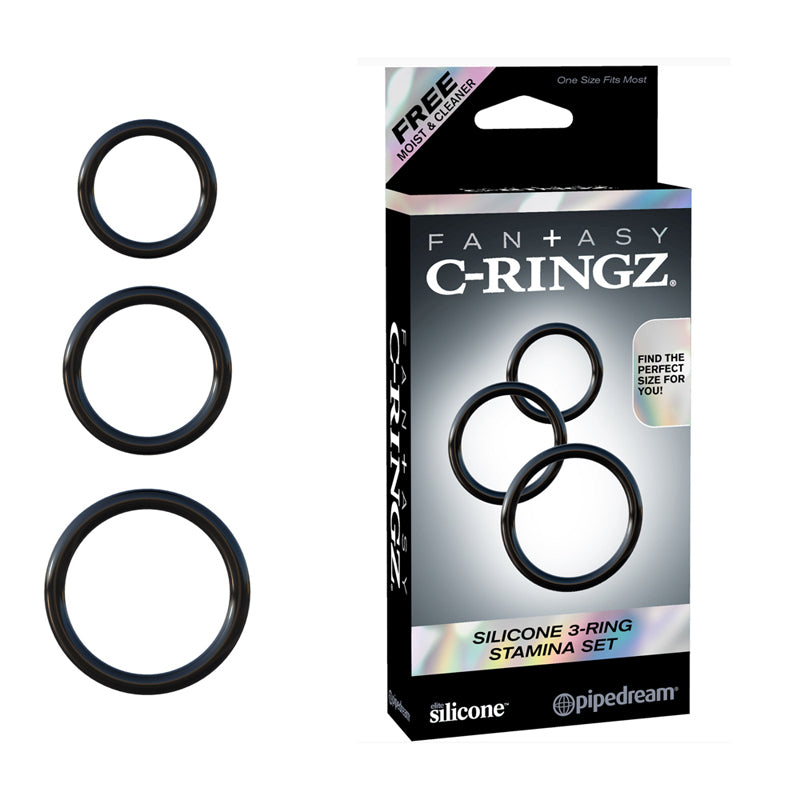 Pipedream Fantasy C-Ringz Silicone 3-Ring Stamina Set Black