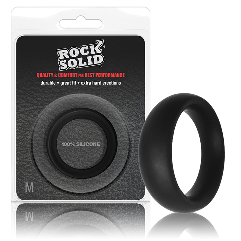 Rock Solid Silicone Black C Ring, Medium (1 7/8in) in a Clamshell