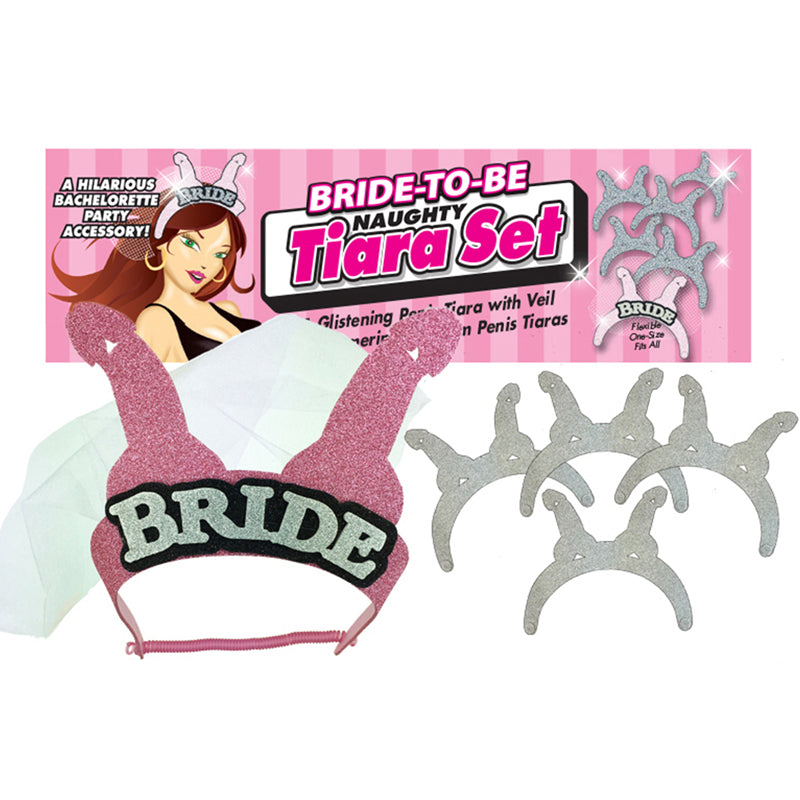 Bride-To-Be Naughty Bridal Tiara Set (Pink/Silver)
