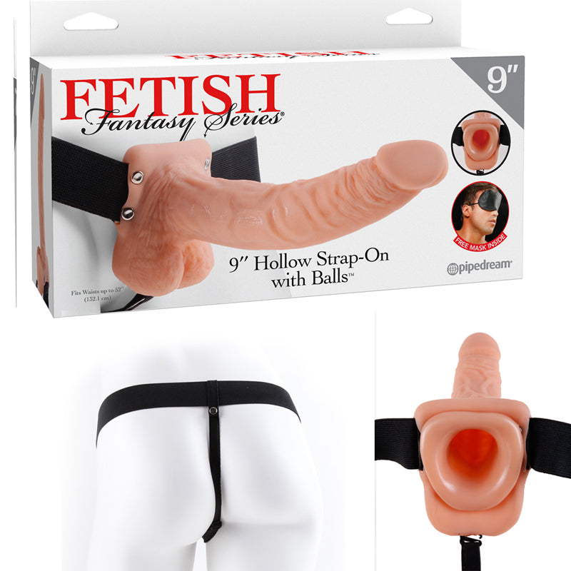 Pipedream Fetish Fantasy Series 9 in. Hollow Strap-On with Balls Light/Black