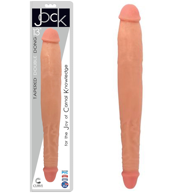 Curve Toys Jock Tapered Double Dong 13 in. Dual Ended Dildo Beige