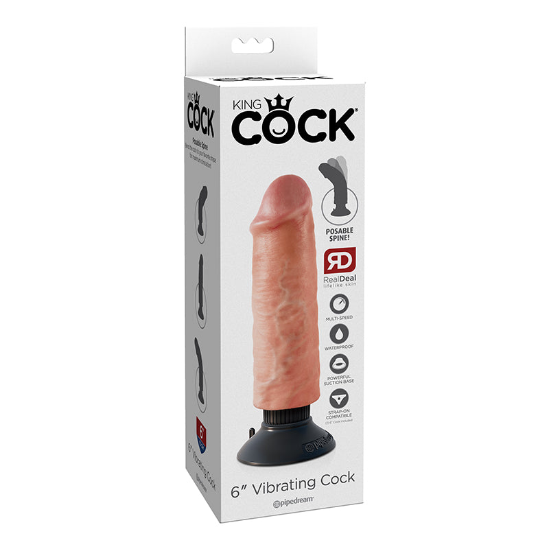 Pipedream King Cock 6 in. Vibrating Cock Poseable Dildo With Suction Cup Beige