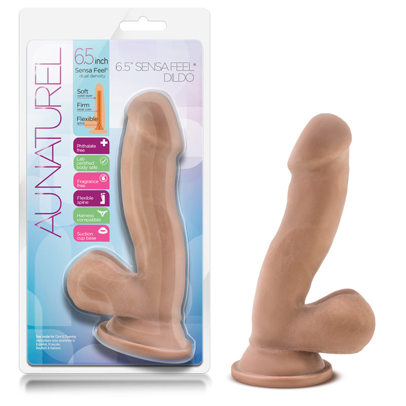 Blush Au Naturel 6.5 in. Posable Dual Density Dildo with Balls & Suction Cup Tan