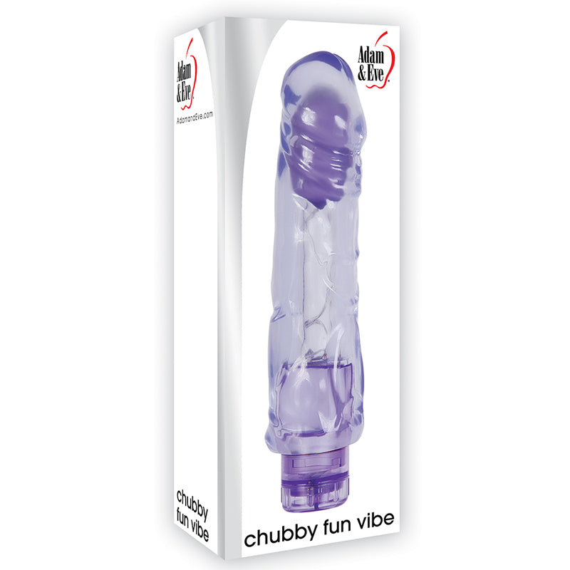 Adam & Eve Chubby Fun Vibrating 9 in. Jelly Dildo Purple