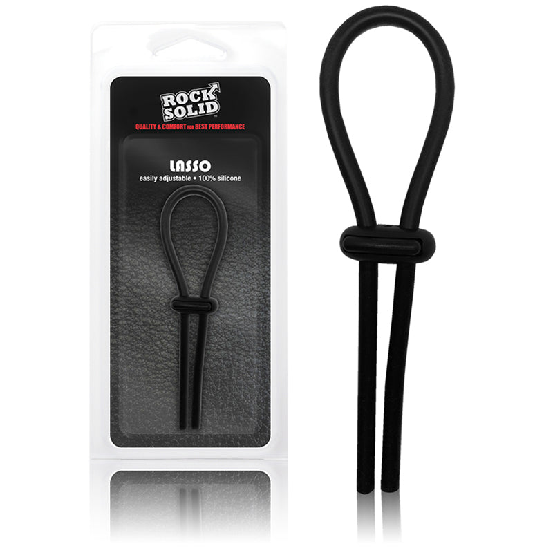 Rock Solid Black Silicone Double Lock Adjustable  Lasso/Bolo