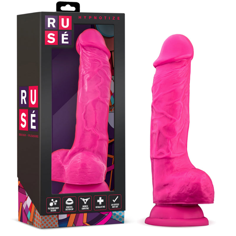 Blush Ruse Hypnotize Realistic 7.5 in. Silicone Dildo with Balls & Suction Cup Hot Pink