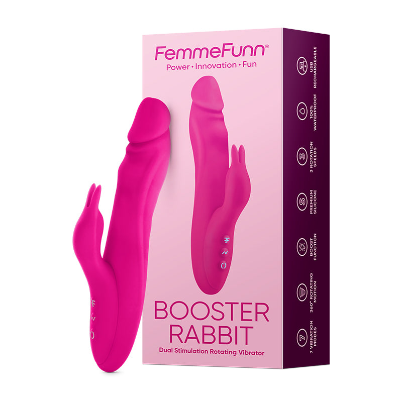 FemmeFunn Vortex Booster Rabbit Rechargeable Silicone Rotating Dual Stimulation Vibrator Pink