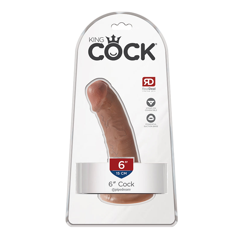 Pipedream King Cock 6 in. Cock Realistic Dildo With Suction Cup Tan