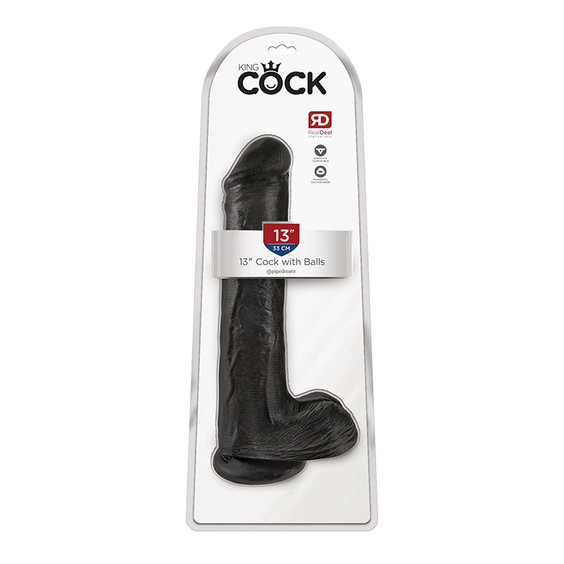 Pipedream King Cock 13 in. Cock With Balls Realistic Suction Cup Dildo Black