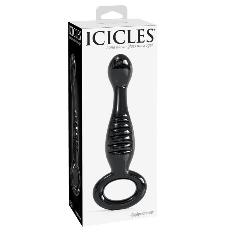 Pipedream Icicles No. 68 Ribbed Glass Massager Black