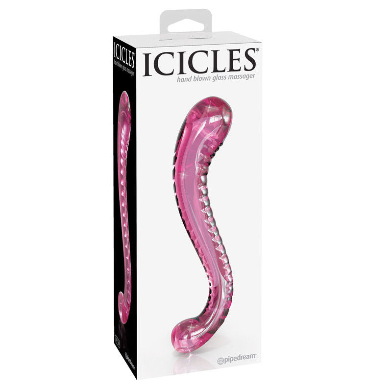 Pipedream Icicles No. 69 Curved Dual-Ended Glass Dildo Pink