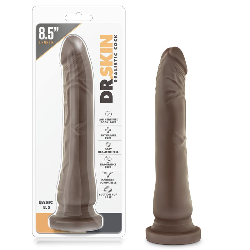 Blush Dr. Skin Basic 8.5 in. Dildo with Suction Cup Brown