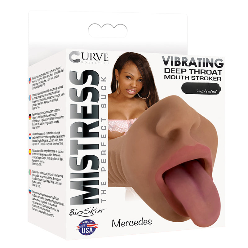Curve Toys Mistress Perfect Suck Mercedes Vibrating Deep Throat Mouth Stroker Brown