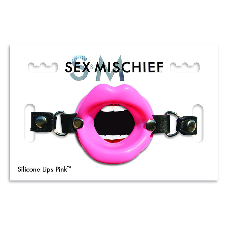 Sportsheets Sex & Mischief Silicone Lips Adjustable Open-Mouth Gag Pink