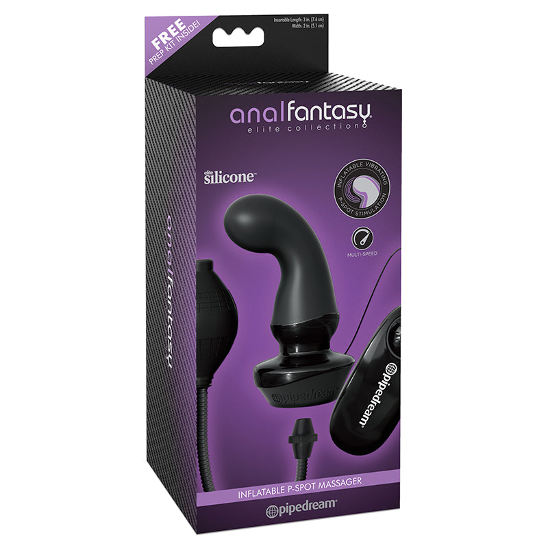 Pipedream Anal Fantasy Elite Collection Vibrating Silicone Inflatable P-Spot Massager Black