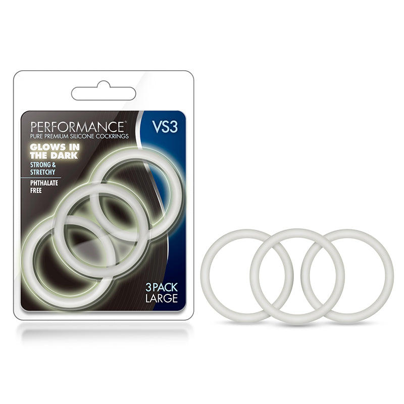 Blush Performance VS3 Pure Premium Silicone Cockrings 3-Pack Large White