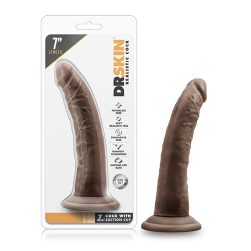Blush Dr. Skin Realistic 7 in. Dildo with Suction Cup Brown
