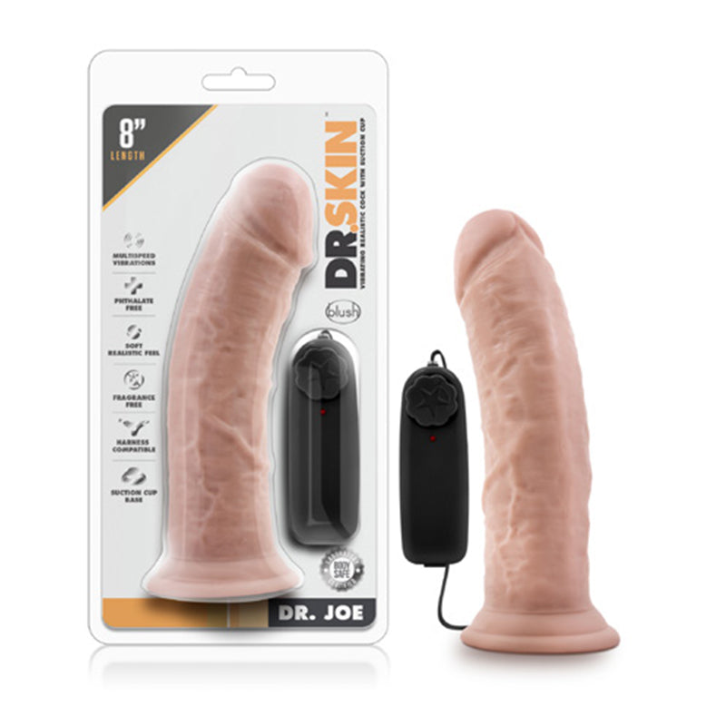Blush Dr. Skin Dr. Joe Realistic 8 in. Vibrating Dildo with Suction Cup Beige