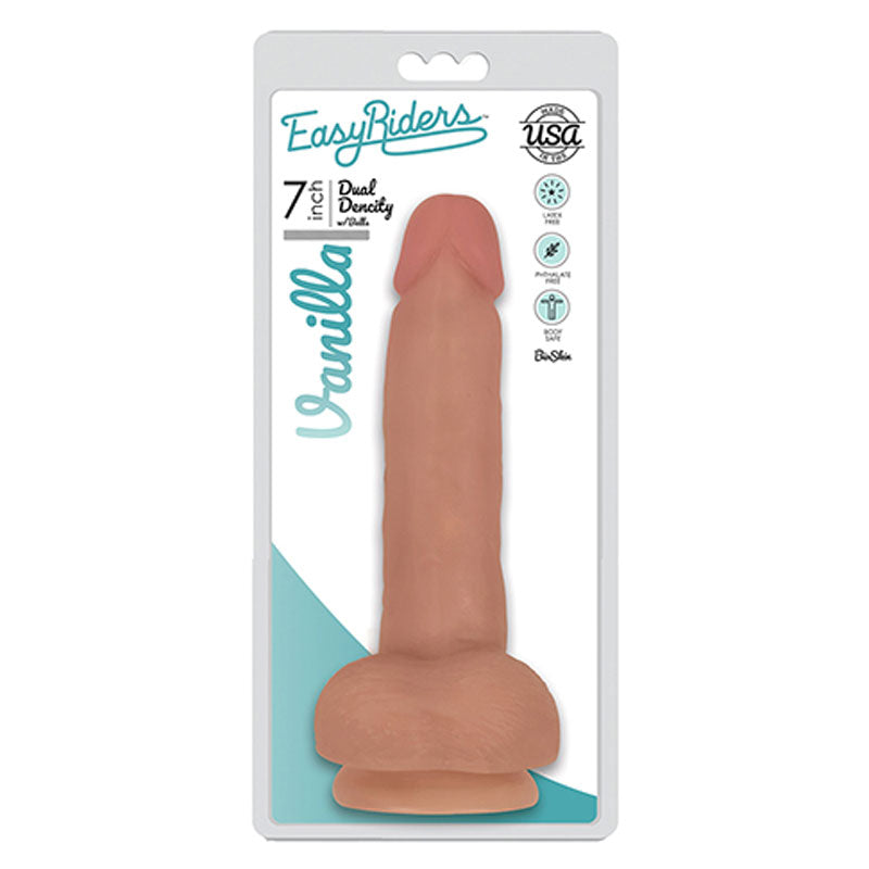 Curve Toys Easy Riders 7 in. Dual Density Dildo with Balls & Suction Cup Beige