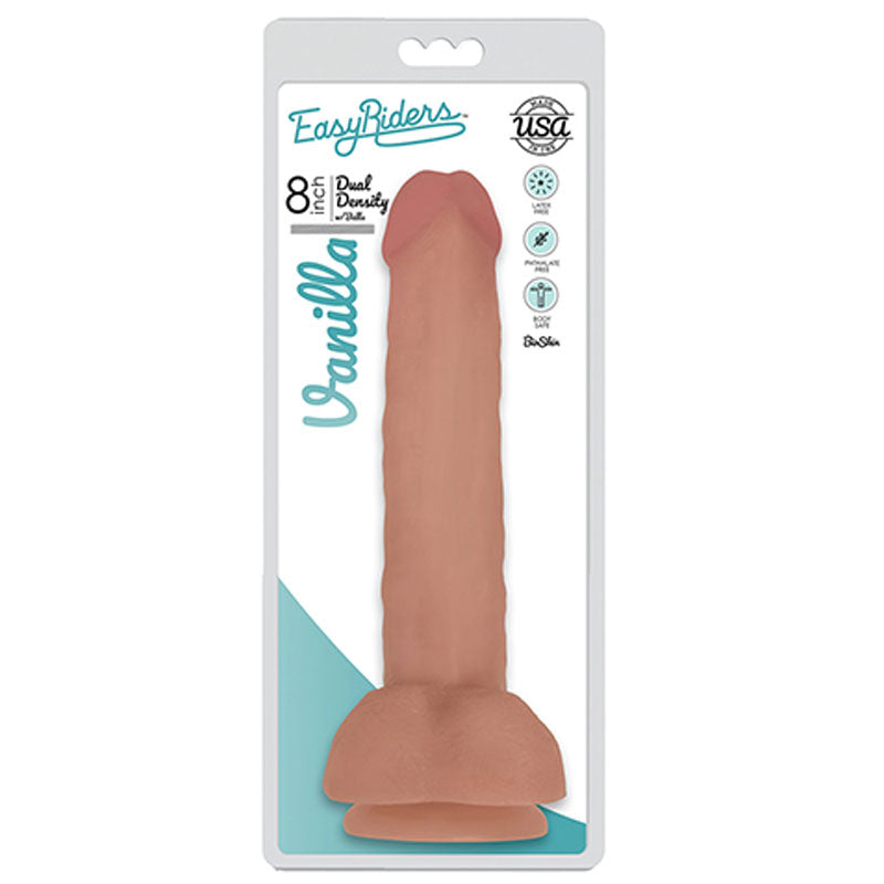 Curve Toys Easy Riders 8 in. Dual Density Dildo with Balls & Suction Cup Beige