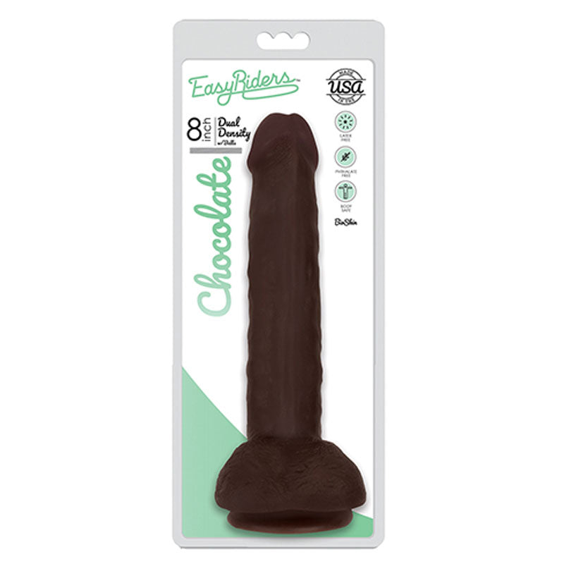 Curve Toys Easy Riders 8 in. Dual Density Dildo with Balls & Suction Cup Brown