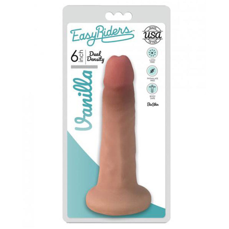 Curve Toys Easy Riders 6 in. Dual Density Dildo with Suction Cup Beige