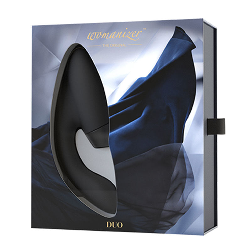 Womanizer Duo Rechargeable Silicone Pleasure Air Dual Stimulation Vibrator Black