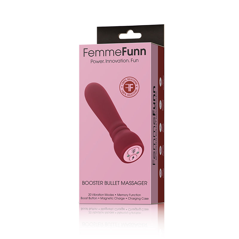 FemmeFunn Booster Bullet Massager Rechargeable Silicone Vibrator Maroon