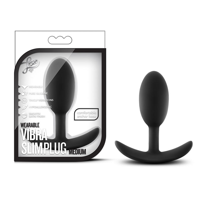 Blush Luxe Wearable Vibra Slim Plug Medium Black